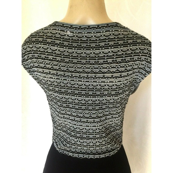 Iisli Dress Wool Sheath Black Gray Metallic Cap Sleeve S Sheath Knee Len… - Picture 4 of 5